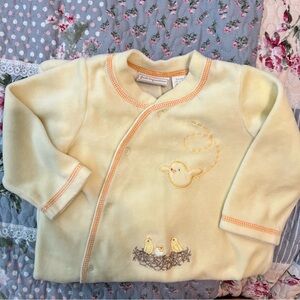 Baby 3-6 month Yellow Embroidered Velour Pajamas by First Impressions